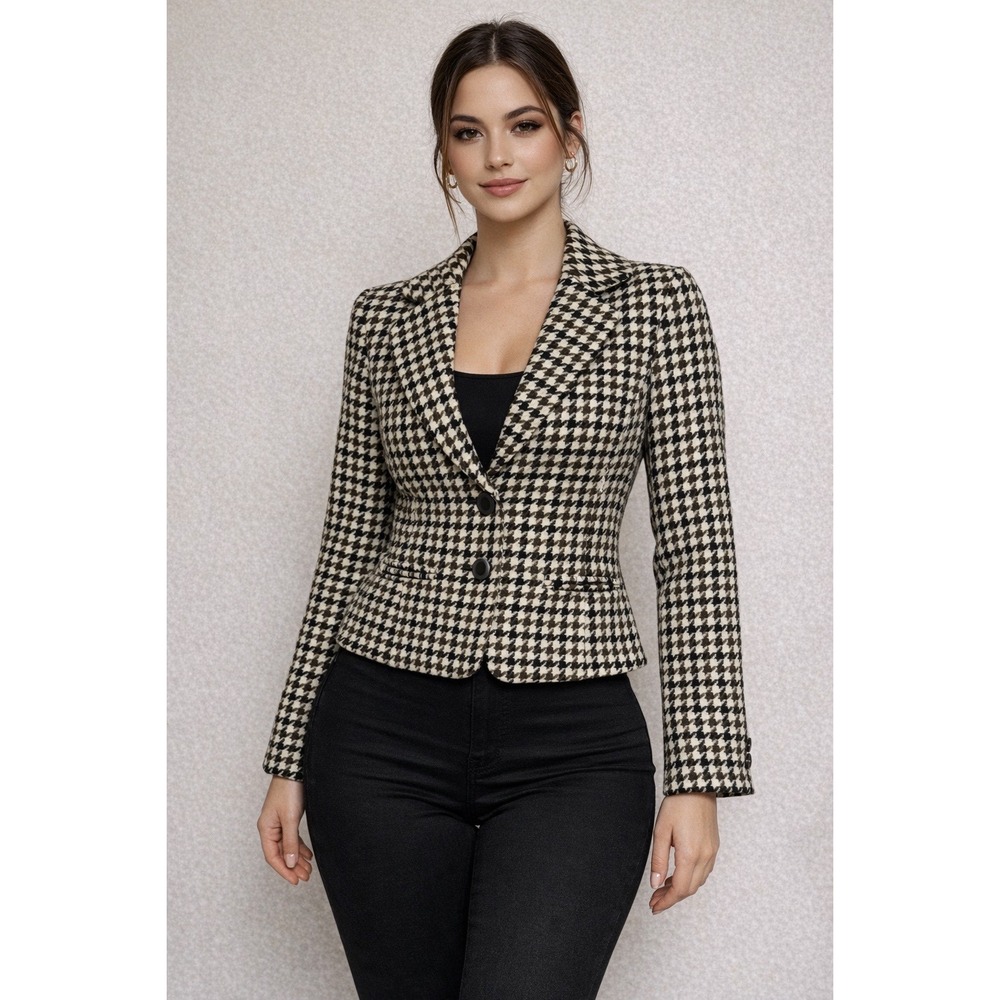 Mossimo‎ Blazer Womens Small Houndstooth 3-Button Structured Jacket Excellent